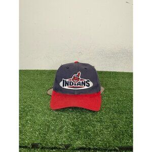 Vintage Cleveland Indians hat cap strap back blue red chief wahoo g cap  3